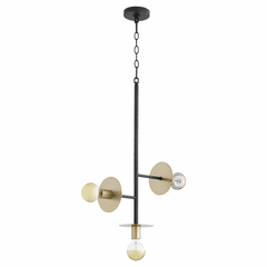 Quorum Voyager 3-LT Pendant - Noir w/Aged Brass - 843-3-6980