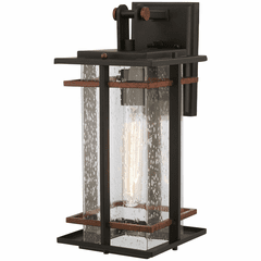 San Marcos 1-LT Outdoor Wall Mount - Black W/Antique Copper Accents - 72492-68