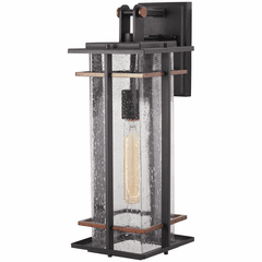 San Marcos 1-LT Outdoor Wall Mount - Black W/Antique Copper Accents - 72493-68