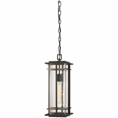 San Marcos Outdoor Chain Hung Lantern - Black W/Antique Copper Accents - 72494-68