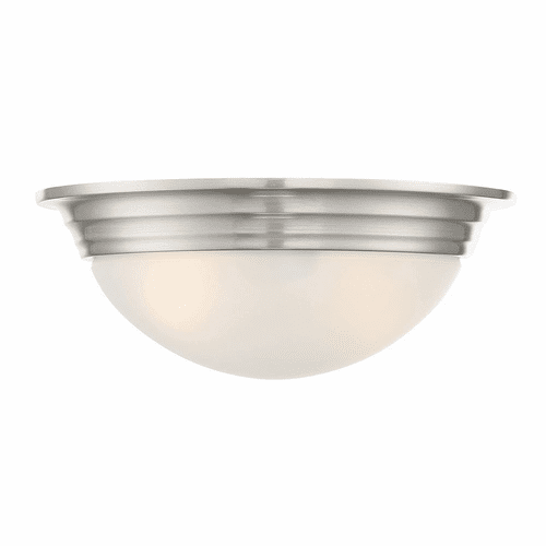 Savoy House 11" Flush Mount White Glass - Satin Nickel - 6-782-11-SN