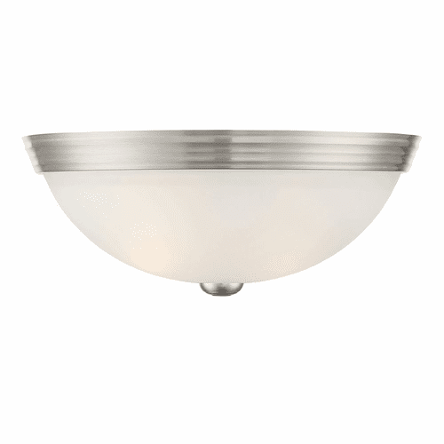 Savoy House 13" Flush Mount White Glass - Satin Nickel - 6-780-13-SN