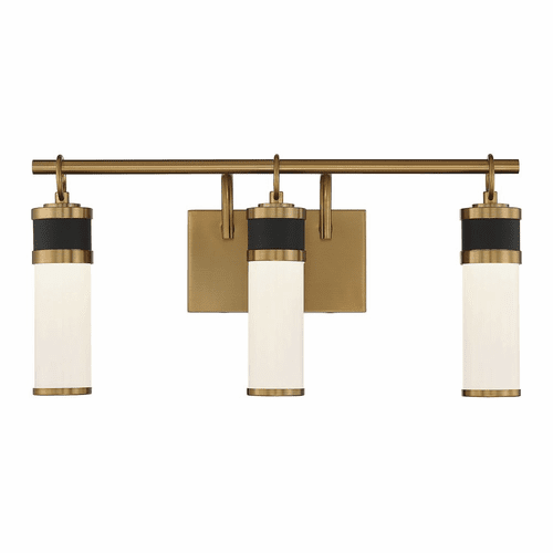 Savoy House Abel 3-LT LED Bath Vanity Light - Matte Black w/Brass - 8-1638-3-143
