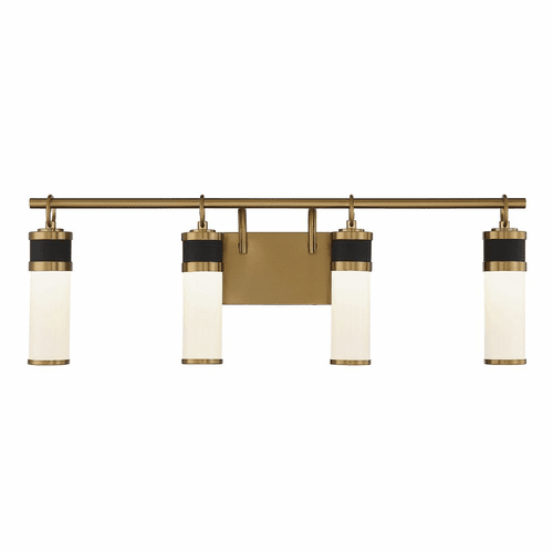 Savoy House Abel 4-LT LED Bath Vanity Light - Matte Black w/Brass - 8-1638-4-143
