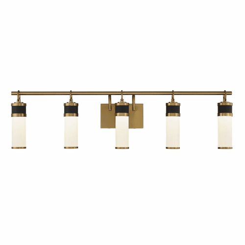 Savoy House Abel 5-LT LED Bath Vanity Light - Matte Black w/Brass - 8-1638-5-143