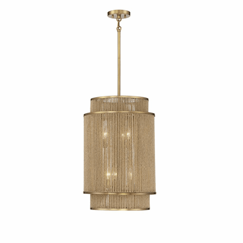 Savoy House Ashburn 6-Light Pendant - Brass and Rope - 3-1773-6-320