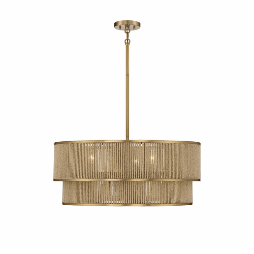 Savoy House Ashburn 6-Light Pendant - Brass and Rope - 7-1774-6-320