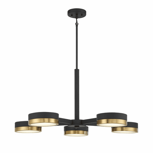 Savoy House Ashor 5-Light LED Chandelier - Matte Black w/Brass - 1-1635-5-143