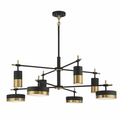Savoy House Ashor 8-Light LED Chandelier - Matte Black w/Brass - 1-1637-8-143