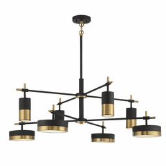 Savoy House Ashor 8-Light LED Chandelier - Matte Black w/Brass - 1-1637-8-143