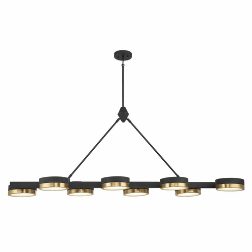 Savoy House Ashor 8-LT LED Linear Chandelier - Matte Black w/Brass - 1-1636-8-143