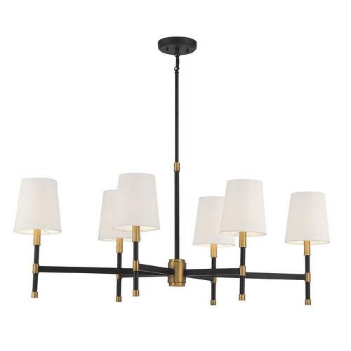 Savoy House Brody 6-LT Linear Chandelier - Matte Black w/Brass - 1-1631-6-143