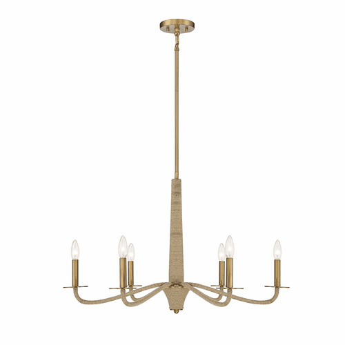 Savoy House Cannon 6-Light Chandelier - Brass and Rope - 1-1824-6-320