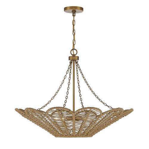 Savoy House Cyperas 5-Light Pendant - Brass and Rope - 7-1825-5-320