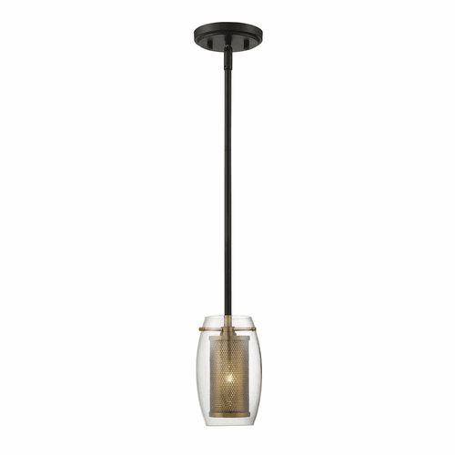 Savoy House Dunbar 1-LT Mini Pendant - Warm Brass w/ Bronze accents - 7-9064-1-95