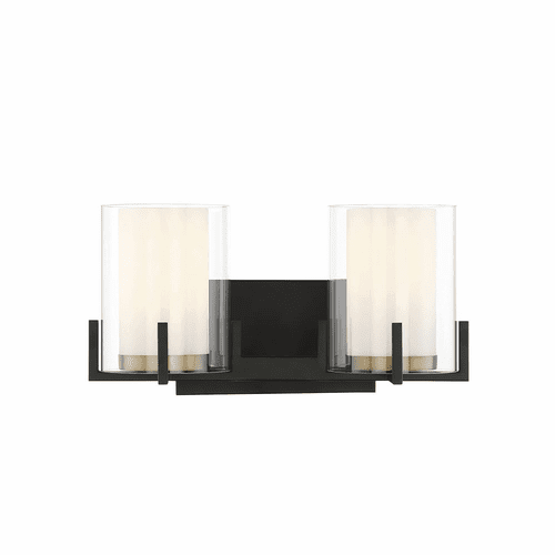 Savoy House Eaton 2-LT Bath Vanity Light - Matte Black w/Brass - 8-1977-2-143