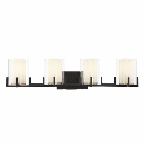 Savoy House Eaton 4-LT Bath Vanity Light - Matte Black w/Brass - 8-1977-4-143