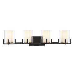 Savoy House Eaton 4-LT Bath Vanity Light - Matte Black w/Brass - 8-1977-4-143 Savoy House Eaton 4-LT Bath Vanity Light - Matte Black w/Brass - 8-1977-4-143