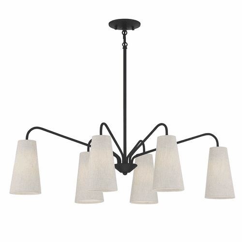 Savoy House Edgewood 6-Light Linear Chandelier - Matte Black - 1-1785-6-89