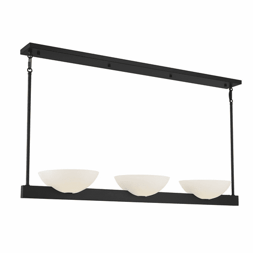 Savoy House Fallon 3-Light Linear Chandelier - Matte Black - 1-1614-3-89