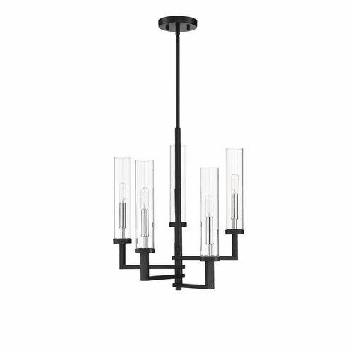 Savoy House Folsom 5-LT Chandelier - Matte Black w/Polished Chrome - 1-2135-5-67