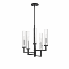 Savoy House Folsom 5-LT Chandelier - Matte Black w/Polished Chrome - 1-2135-5-67