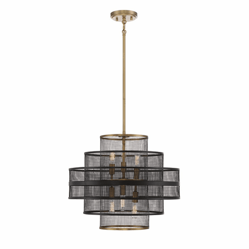 Savoy House Kelvin 6-Light Pendant - Matte Black w/Brass - 7-1927-6-143