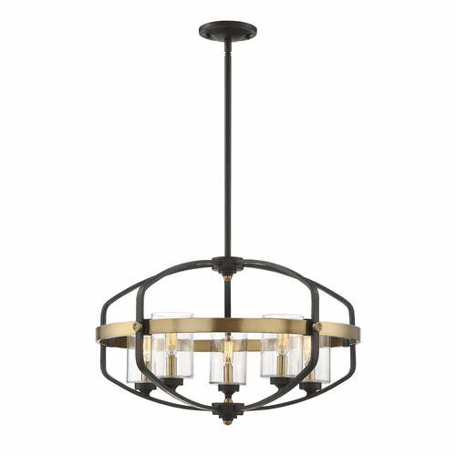 Savoy House Kirkland 5-LT Pendant - English Bronze & Warm Brass - 7-8041-5-79