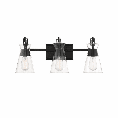 Savoy House Lakewood 3-Light Bathroom Vanity Light - Matte Black - 8-1830-3-BK