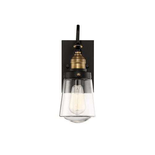 Savoy House Macauley 1-LT Wall Lantern - Vintage Black with Warm Brass - 5-2067-51