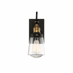 Savoy House Macauley 1-LT Wall Lantern - Vintage Black with Warm Brass - 5-2067-51