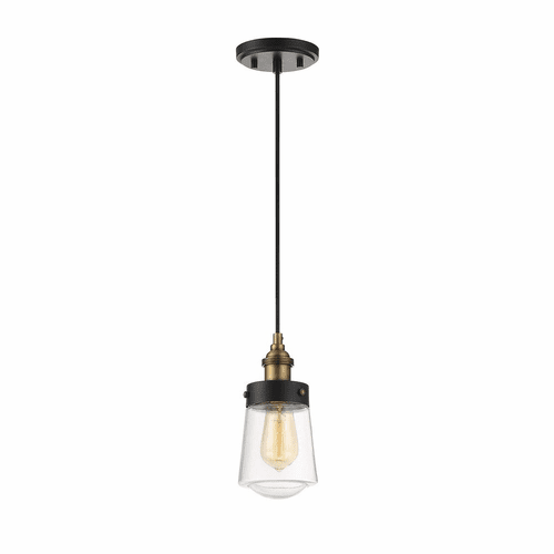 Savoy House Macauley Mini Pendant - Vintage Black with Warm Brass - 7-2064-1-51