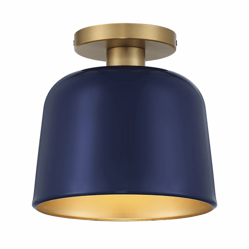 Savoy House Meridian 1-Light Ceiling Light - Navy Blue w/Brass - M60067NBLNB