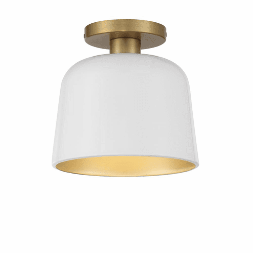 Savoy House Meridian 1-Light Ceiling Light - White w/Natural Brass - M60067WHNB