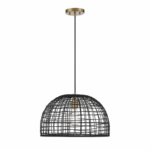 Savoy House Meridian 1 Light Pendant - Black Rattan - M70105BRNB