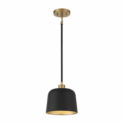 Savoy House Meridian 1-Light Pendant - Matte Black w/Brass - M70118MBKNB