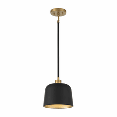 Savoy House Meridian 1-Light Pendant - Matte Black w/Brass - M70118MBKNB
