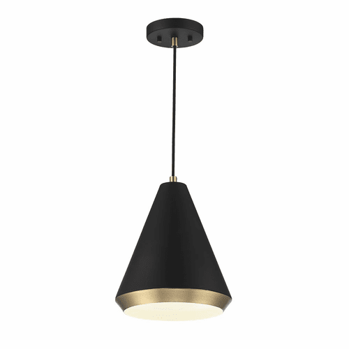 Savoy House Meridian 1-Light Pendant - Matte Black w/Brass - M70122MBKNB