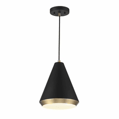 Savoy House Meridian 1-Light Pendant - Matte Black w/Brass - M70122MBKNB