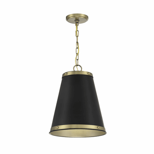 Savoy House Meridian 1-Light Pendant - Matte Black w/Natural Brass - M7014MBKNB
