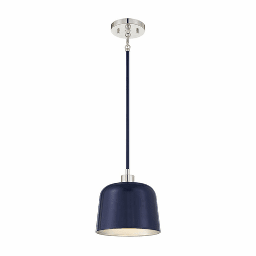 Savoy House Meridian 1-Light Pendant - Navy Blue w/Nickel - M70118NBLPN