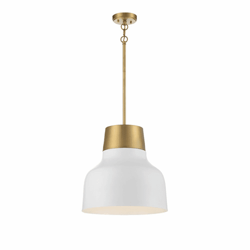 Savoy House Meridian 1-Light Pendant - White w/Natural Brass - M70115WHNB