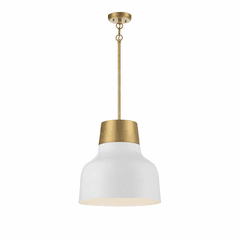 Savoy House Meridian 1-Light Pendant - White w/Natural Brass - M70115WHNB