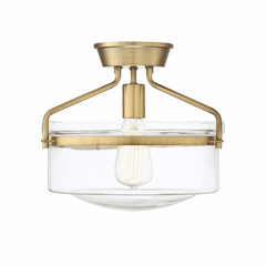 Savoy House Meridian 1 Light Semi-Flush - Natural Brass - M60011NB