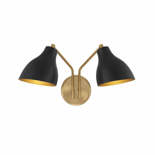 Savoy House Meridian 2-Light Wall Sconce - Matte Black w/Brass - M90075MBKNB