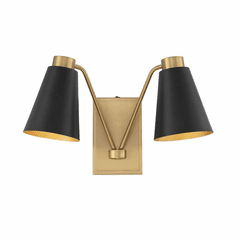 Savoy House Meridian 2-Light Wall Sconce - Matte Black w/Brass - M90076MBKNB