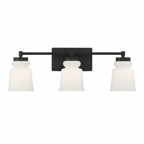 Savoy House Meridian 3-Light Bathroom Vanity Light - Matte Black - M80058MBK