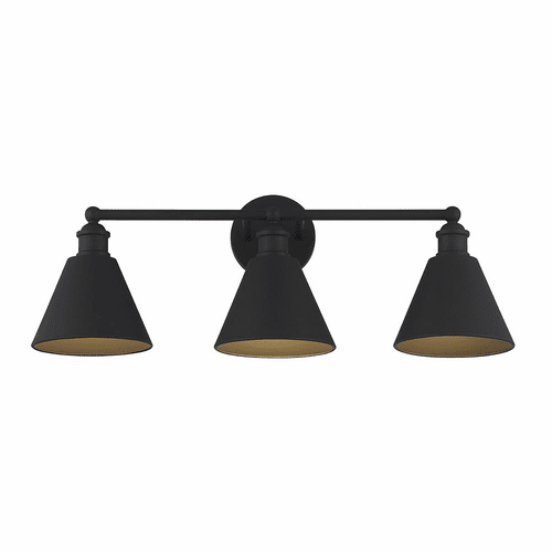 Savoy House Meridian 3-Light Bathroom Vanity Light - Matte Black - M80064MBK