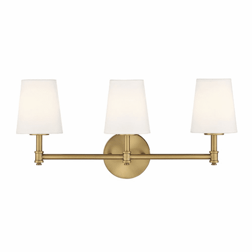 Savoy House Meridian 3-Light Bathroom Vanity Light - Natural Brass - M80051NB