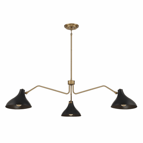 Savoy House Meridian 3-Light Pendant - Matte Black w/Natural Brass - M7019MBKNB